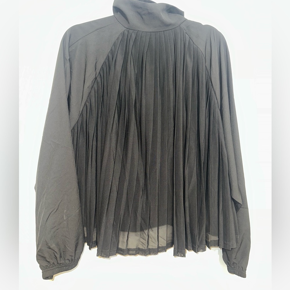 Black Pleated Warm-Up Jacket